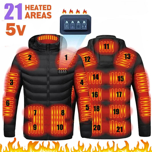 Heated Jacket Men Women Winter Warm USB Heating Jackets Coat Smart Thermostat Heated Clothing Waterproof Warm Jackets Outdoor